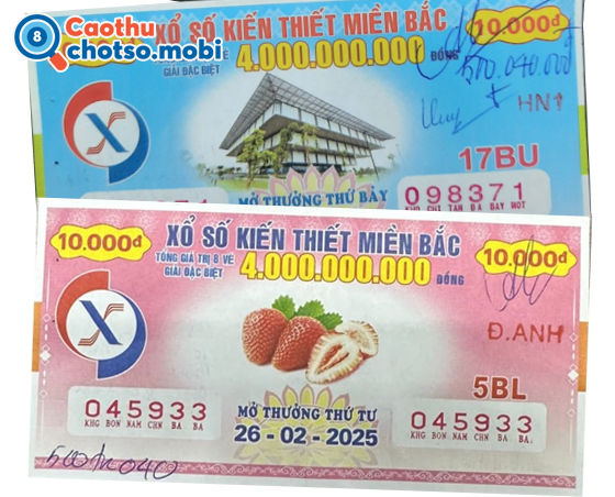 Vé số miền Bắc với dãy 5 chữ số và ký hiệu